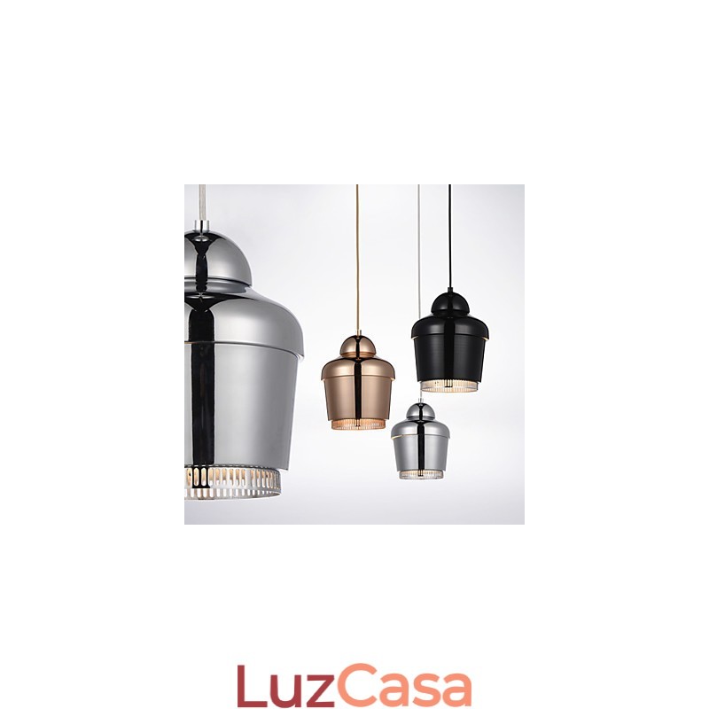 Luminária Pendente 1 Luz Moderna Simplicidade Dourado Cromado Preto Branco Aço Carbono Metal Lustre
