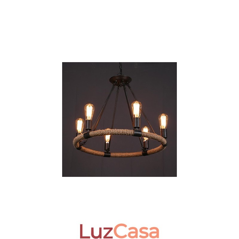 Luminária pendente de metal estilo country mini com pintura