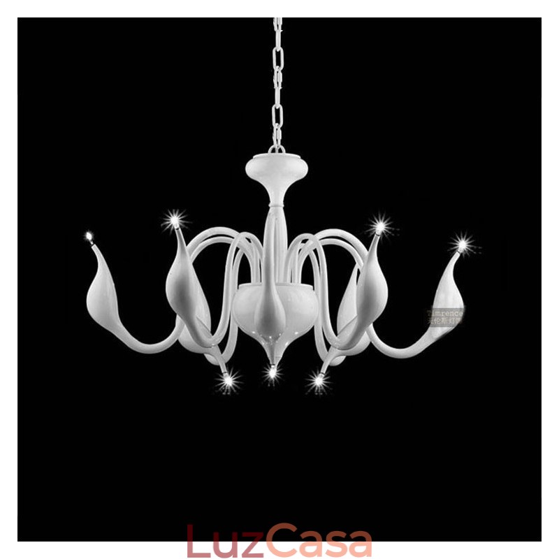Lustre de metal galvanizado moderno contemporâneo branco de 9 luzes