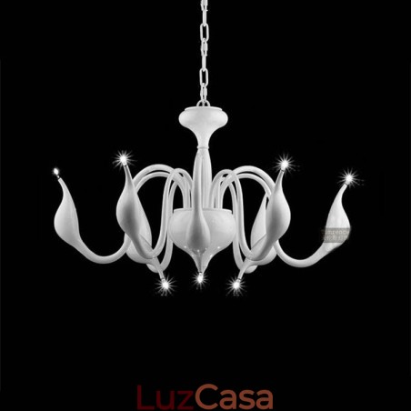 Lustre de metal galvanizado moderno contemporâneo branco de 9 luzes Lustre de metal galvanizado moderno contemporâneo branco de 9 luzes