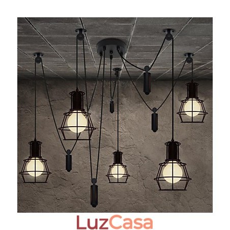 Lustre 5 Cabeças Rústico Lodge Vintage Retro Country Metal