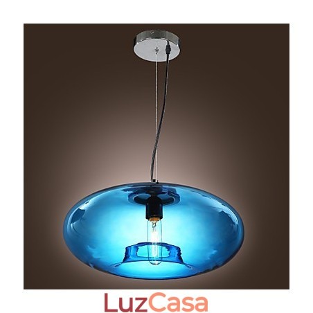 Luminária pendente design moderno lâmpada de vidro azul incluída