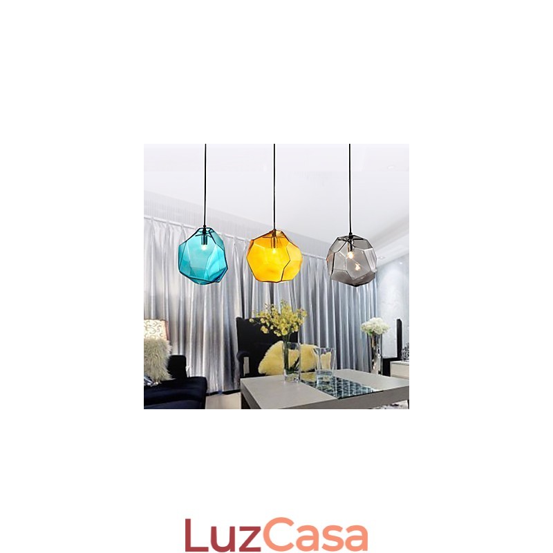 Pendente 3 Luzes Estilo Itália Transparente Galvanoplastia
