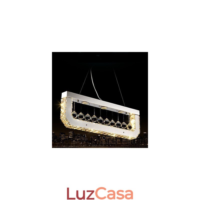 Lustre de Cristal Droplight de Luz Amarela Retangular
