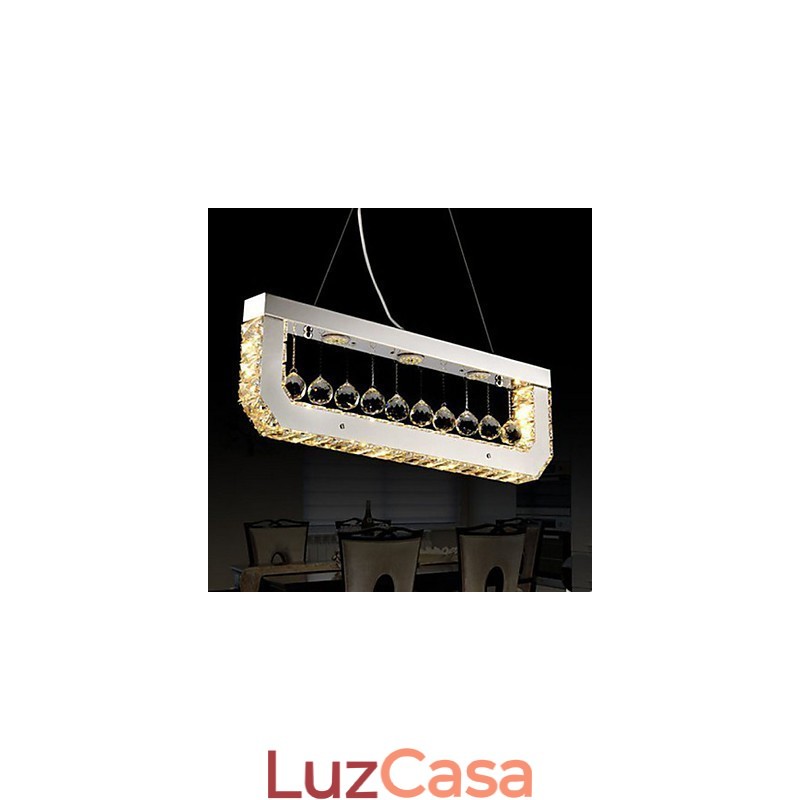 Lustre de Cristal Droplight de Luz Amarela Retangular