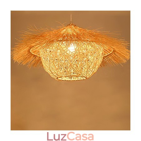 Lâmpada de teto suspensa de cabeça única moderna Rural Cany Art Woven Rattan