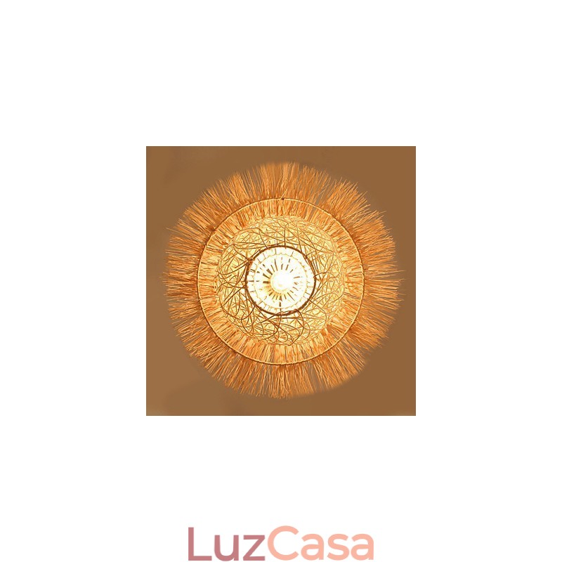 Lâmpada de teto suspensa de cabeça única moderna Rural Cany Art Woven Rattan