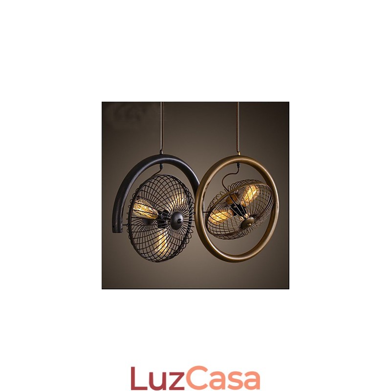 Luminária pendente estilo americano com ventilador de vento industrial retrô
