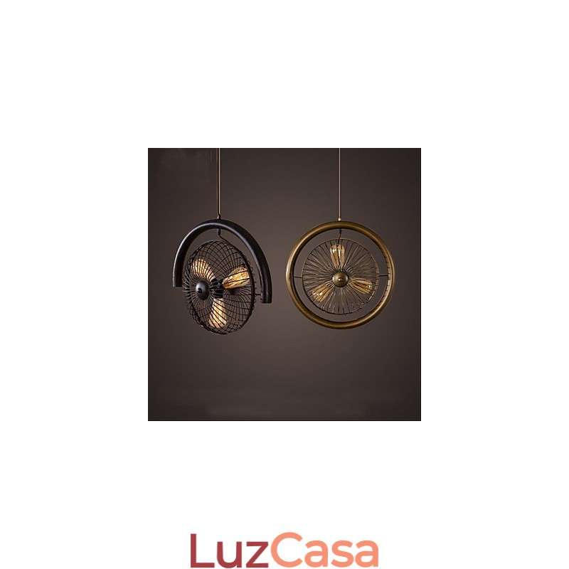 Luminária pendente estilo americano com ventilador de vento industrial retrô