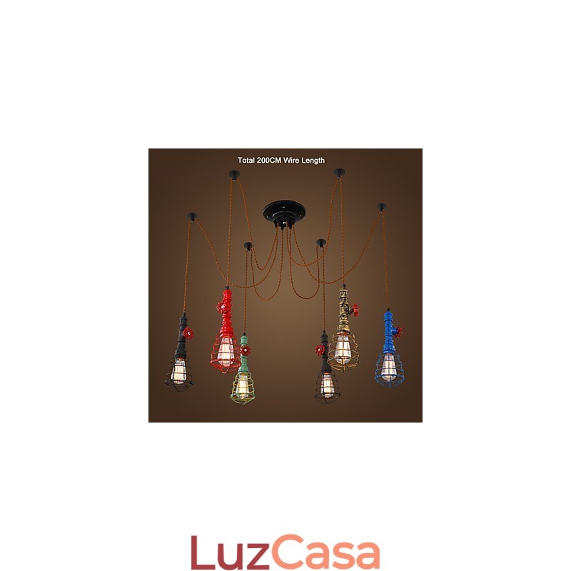 6 luzes vintage pingente luz waterpipe design luzes