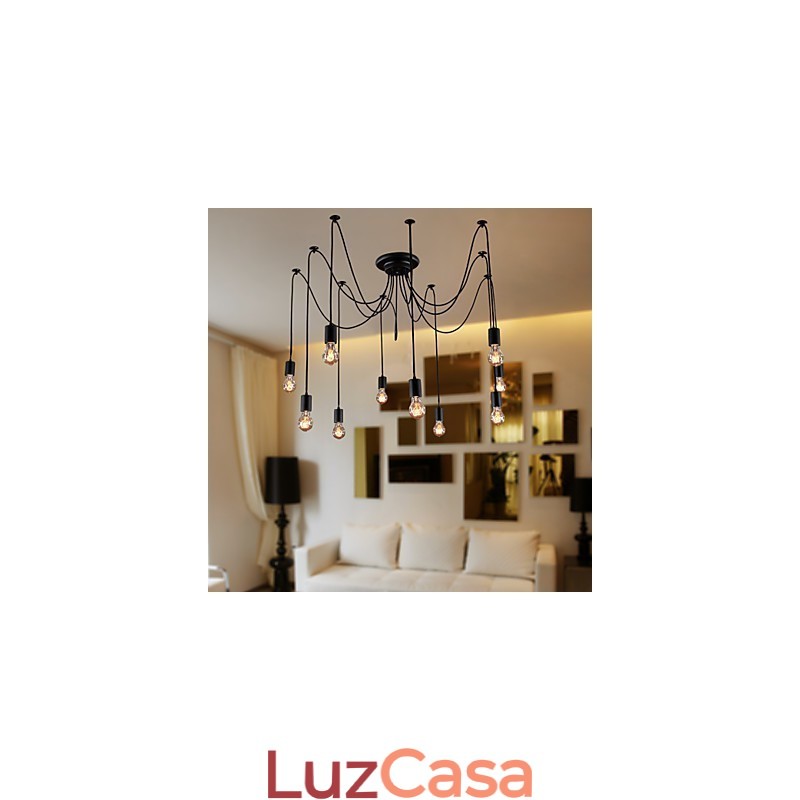 Lustre Vintage Design Lâmpadas Incluídas Living 10 Luzes Pendente Luz