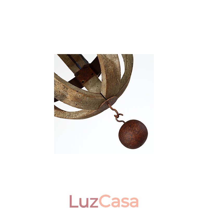 Lustre de madeira e bambu com pintura estilo vintage mini