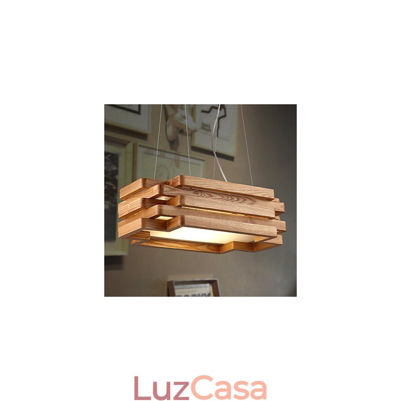 Luminária pendente moderna contemporânea estilo country mini madeira bambu