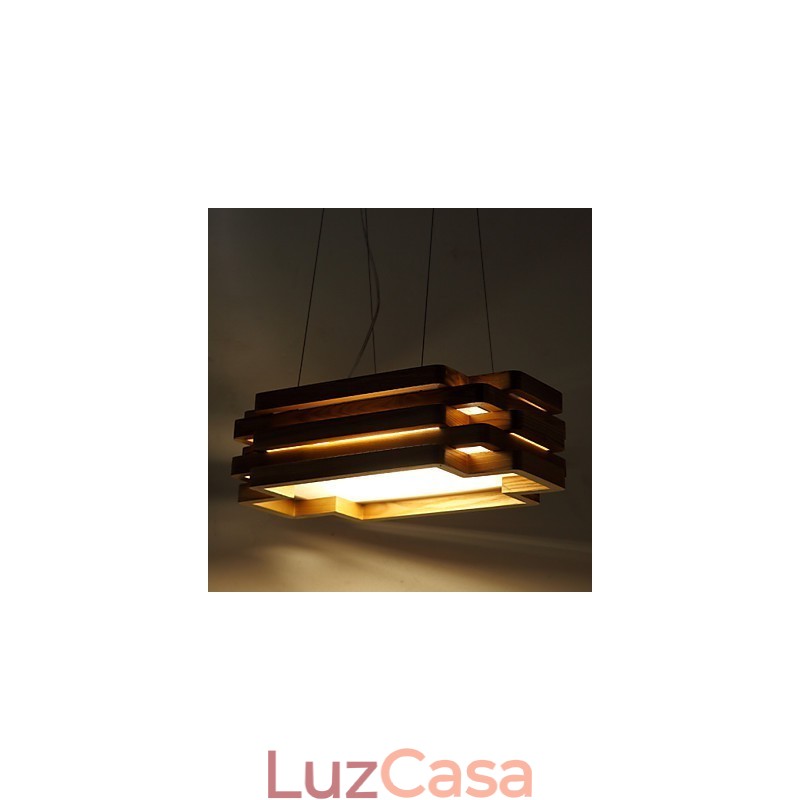 Luminária pendente moderna contemporânea estilo country mini madeira bambu