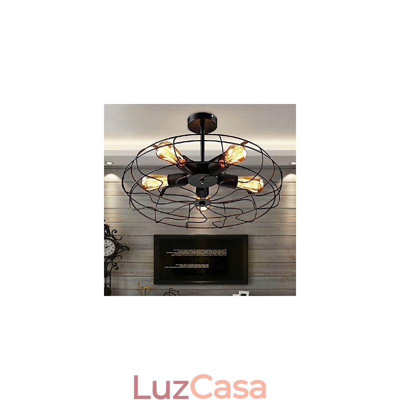 Luminária pendente de ventilador de metal vintage industrial, lustre de teto steampunk