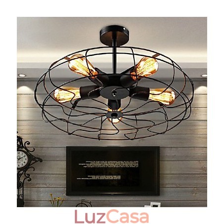Luminária pendente de ventilador de metal vintage industrial, lustre de teto steampunk Luminária pendente de ventilador de metal vintage industrial, lustre de teto steampunk