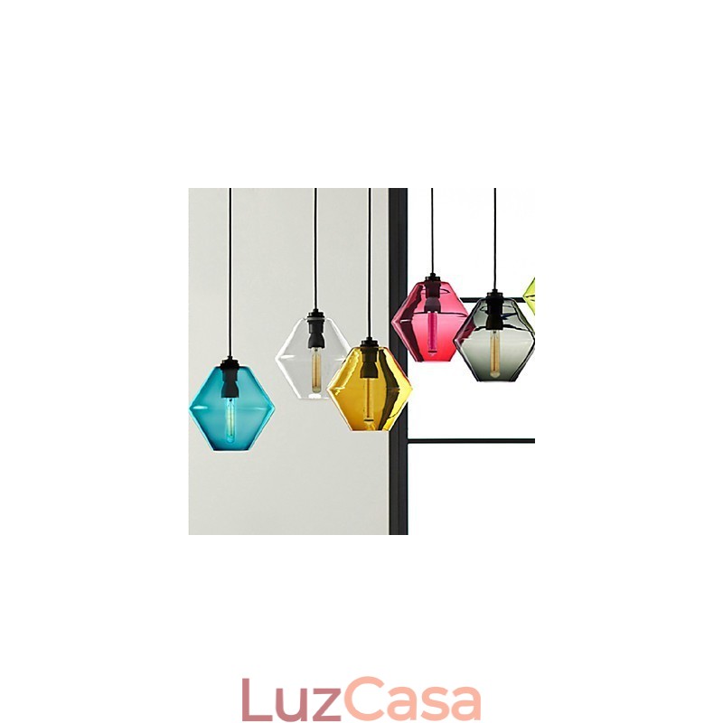 Candelabro de vidro artístico de cabeça única em cores doces com cúpula de vidro (cinza, amarelo, verde, vermelho, rosa, azul e branco)