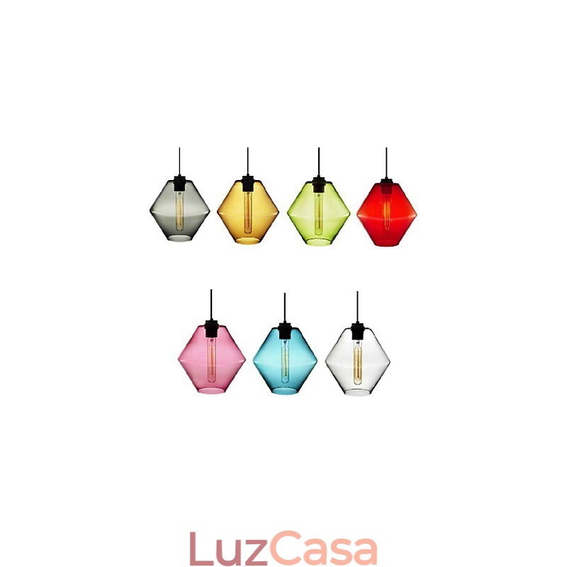 Candelabro de vidro artístico de cabeça única em cores doces com cúpula de vidro (cinza, amarelo, verde, vermelho, rosa, azul e branco)
