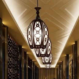 Luminária pendente de madeira criativa contemporânea e contraída para jantar