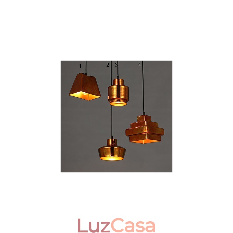 Lustre de vidro retrô americano estilo country com luz suspensa enferrujada
