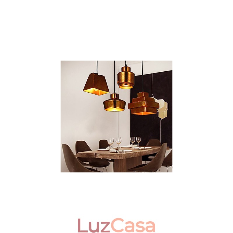 Lustre de vidro retrô americano estilo country com luz suspensa enferrujada