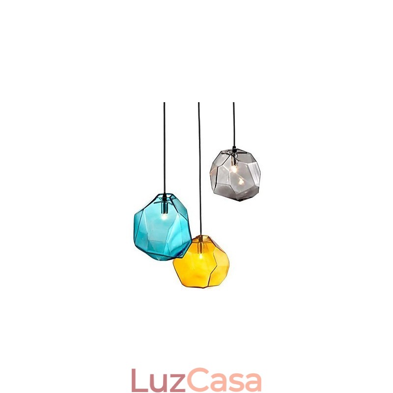 Criativo Cristal de Gelo Vidro Diamante Pingente Cromático Droplight Lâmpada Luz
