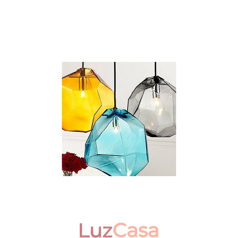 Criativo Cristal de Gelo Vidro Diamante Pingente Cromático Droplight Lâmpada Luz