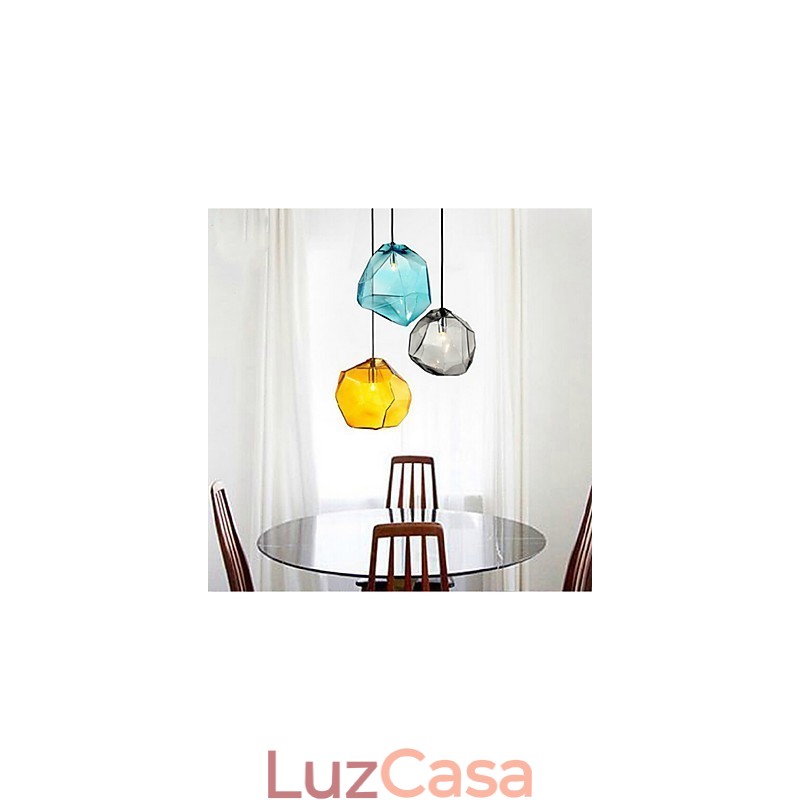 Criativo Cristal de Gelo Vidro Diamante Pingente Cromático Droplight Lâmpada Luz