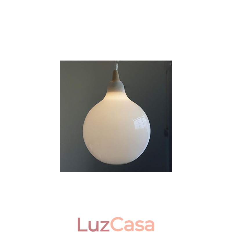 Luminária Pendente Garrafa de Vidro Branco Leite Curva Natural