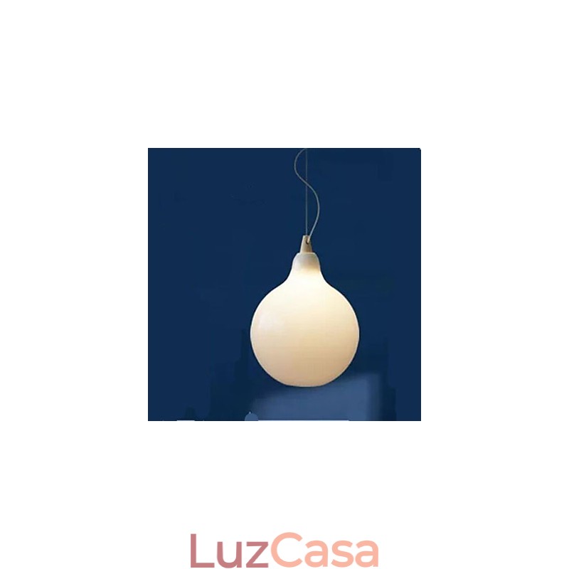 Luminária Pendente Garrafa de Vidro Branco Leite Curva Natural