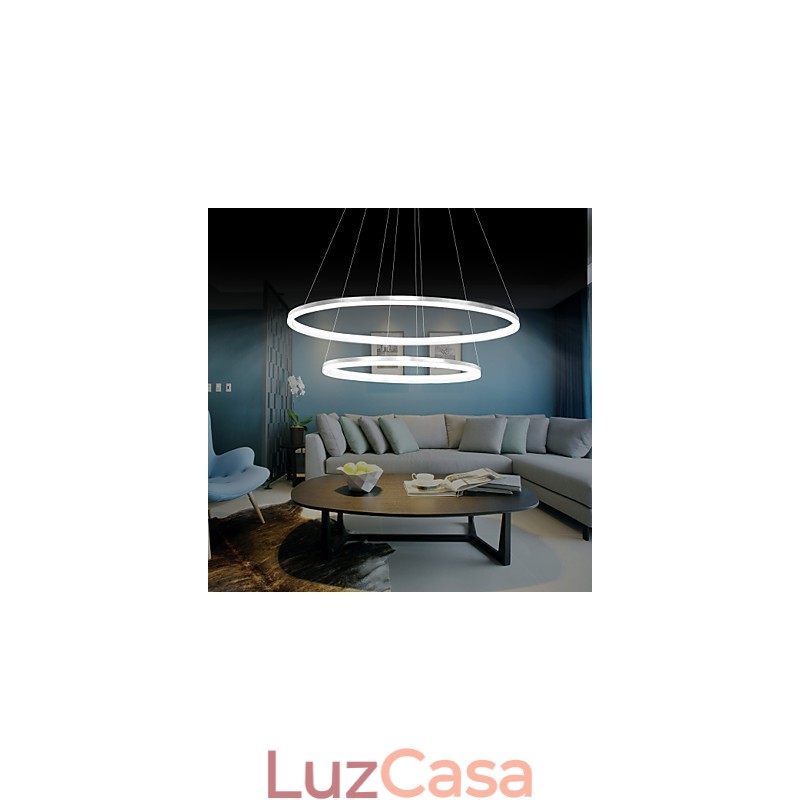Luminária pendente de design moderno 4 anéis duplos de acrílico de alta qualidade
