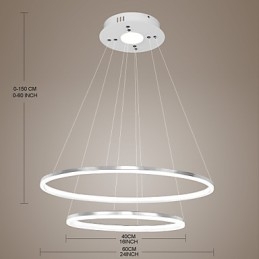 Luminária pendente de design moderno 4 anéis duplos de acrílico de alta qualidade