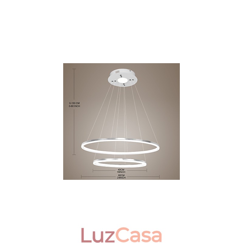 Luminária pendente de design moderno 4 anéis duplos de acrílico de alta qualidade