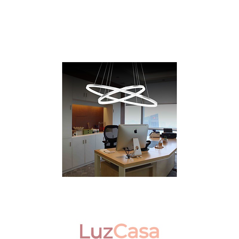 Luminária pendente de design moderno 4 anéis duplos de acrílico de alta qualidade
