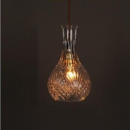 Lustre de vidro artístico esculpido criativo com garrafa romântica, luz pendente