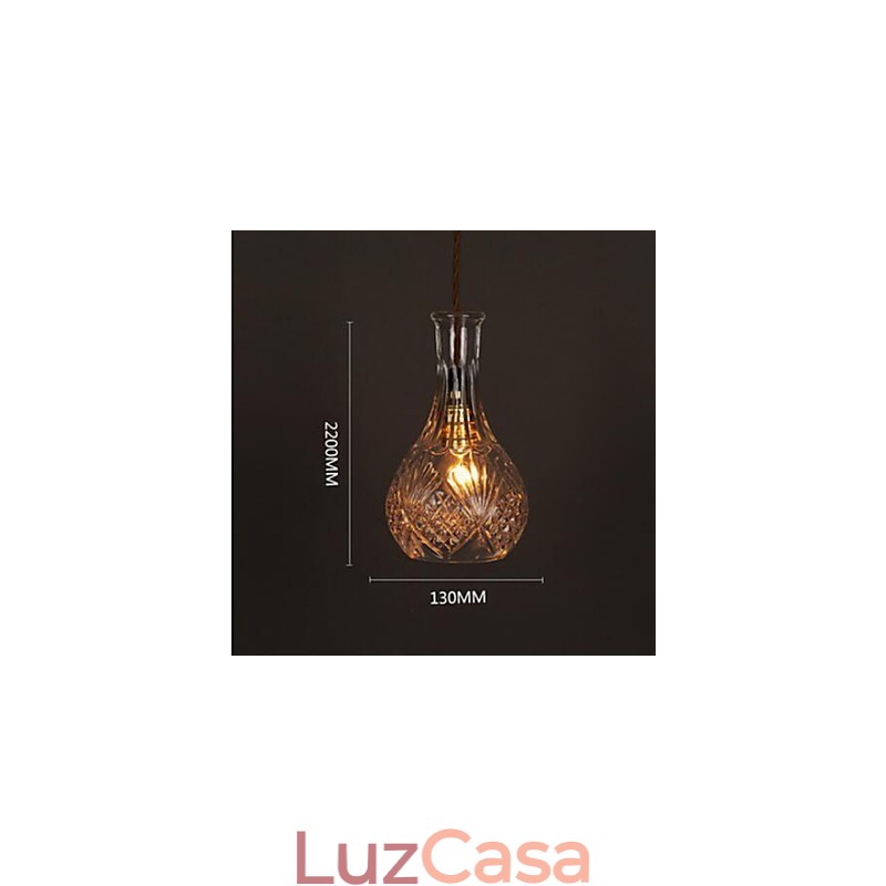 Lustre de vidro artístico esculpido criativo com garrafa romântica, luz pendente