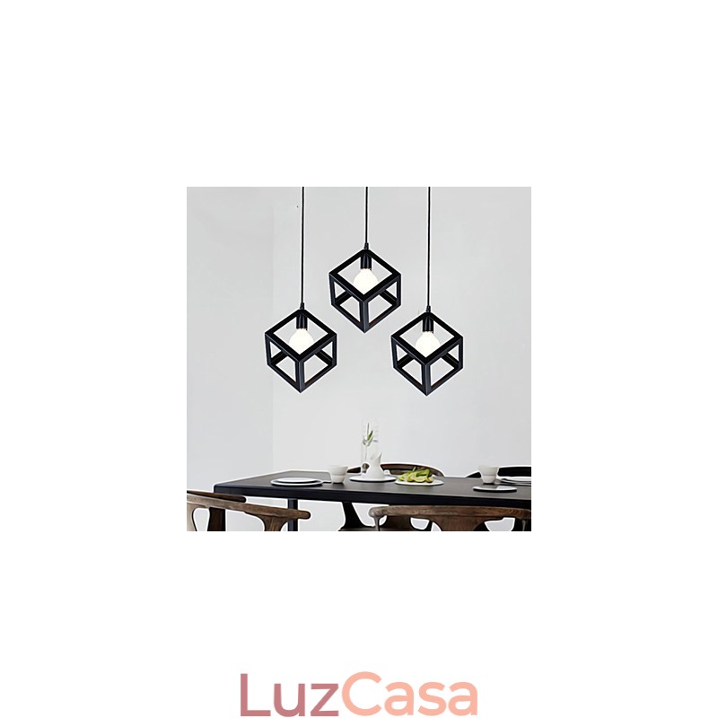 Luminária pendente de metal com pintura estilo retrô mini
