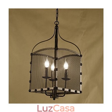 Um lustre de ferro forjado retrô industrial Wind Cafe com cobertura de rede Um lustre de ferro forjado retrô industrial Wind Cafe com cobertura de rede