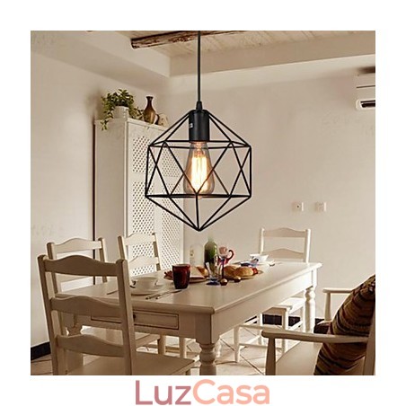 Lustre de ferro forjado com diamante de linha geométrica, luz pendente moderna e contemporânea Lustre de ferro forjado com diamante de linha geométrica, luz pendente moderna e contemporânea