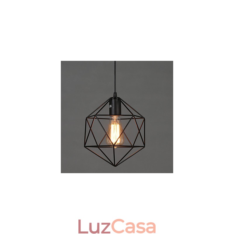 Lustre de ferro forjado com diamante de linha geométrica, luz pendente moderna e contemporânea