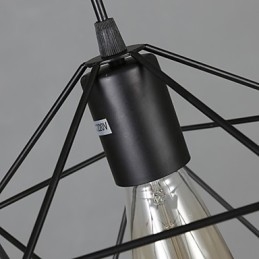 Lustre de ferro forjado com diamante de linha geométrica, luz pendente moderna e contemporânea