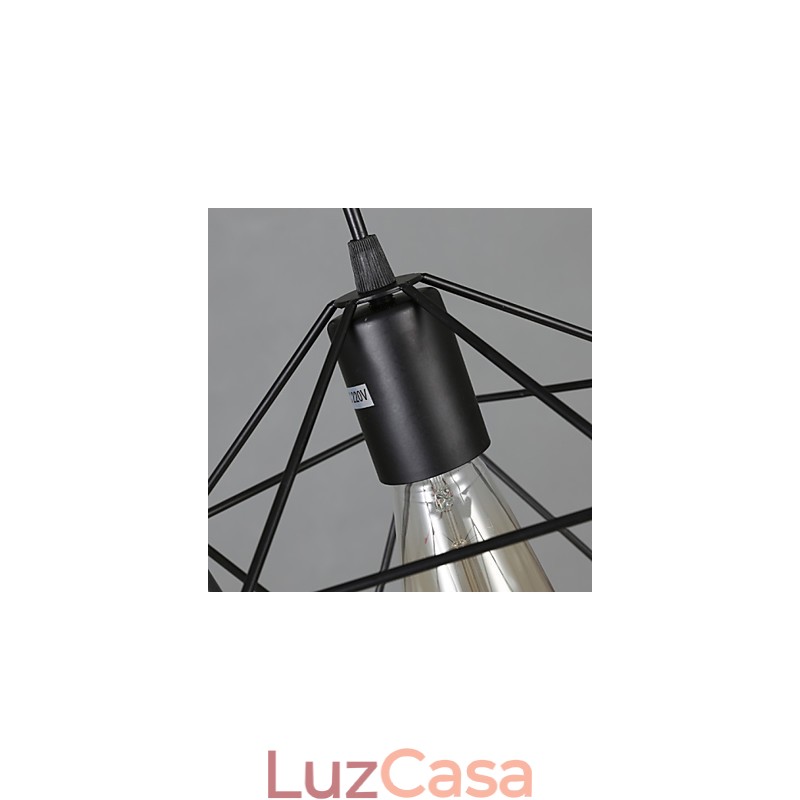 Lustre de ferro forjado com diamante de linha geométrica, luz pendente moderna e contemporânea