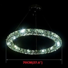Luminária pendente de cristal moderna, única, D70CM, três lados, K9, cristal, luzes de teto internas, luminárias