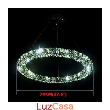 Luminária pendente de cristal moderna, única, D70CM, três lados, K9, cristal, luzes de teto internas, luminárias