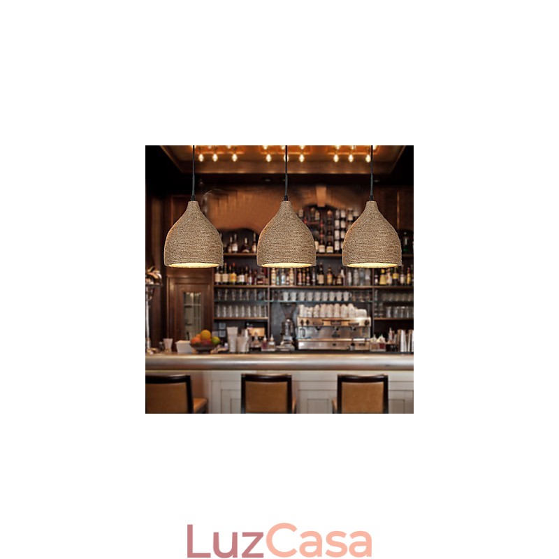 Country Lofts Restaurando Maneiras Antigas Corda de Cânhamo Lâmpada de Cabeça Única Pequena Droplight