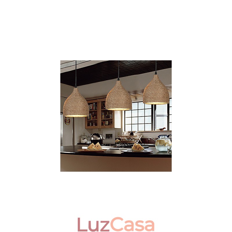 Country Lofts Restaurando Maneiras Antigas Corda de Cânhamo Lâmpada de Cabeça Única Pequena Droplight