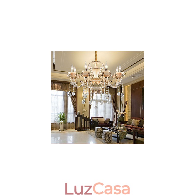 Luminária de liga de zinco jade dourada de luxo europeia simples