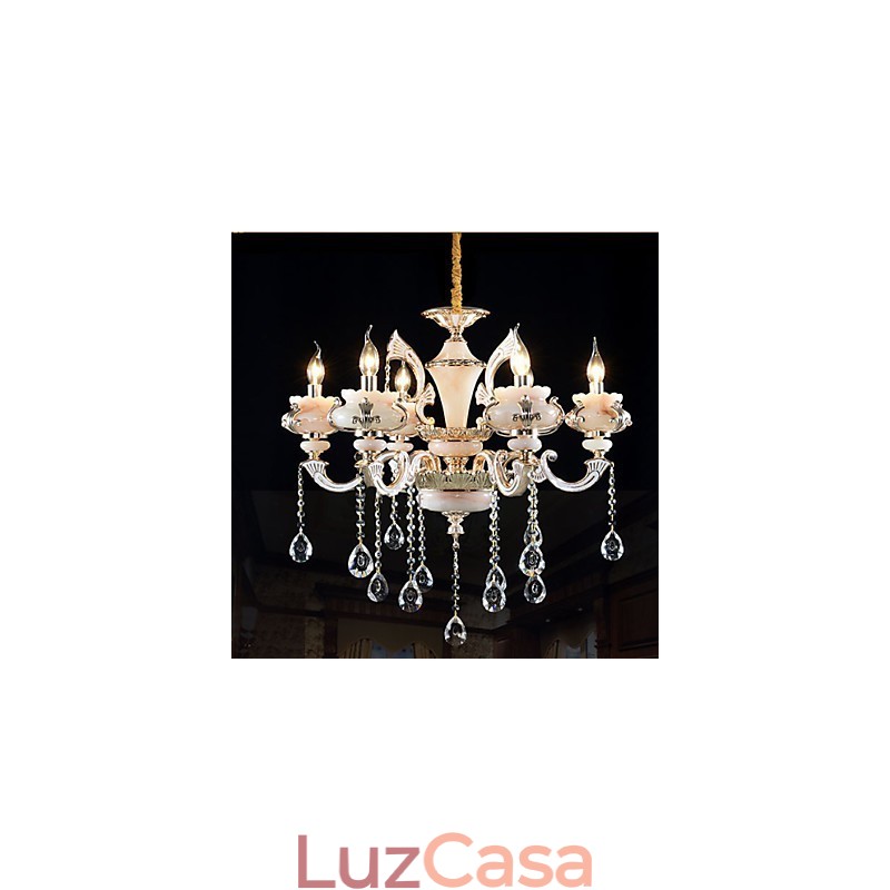 Luminária de liga de zinco jade dourada de luxo europeia simples