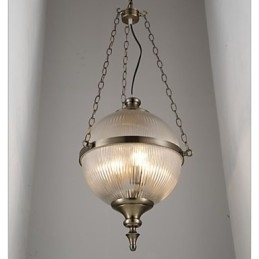 Lustre de Ferro Bronze Lâmpada Vidro