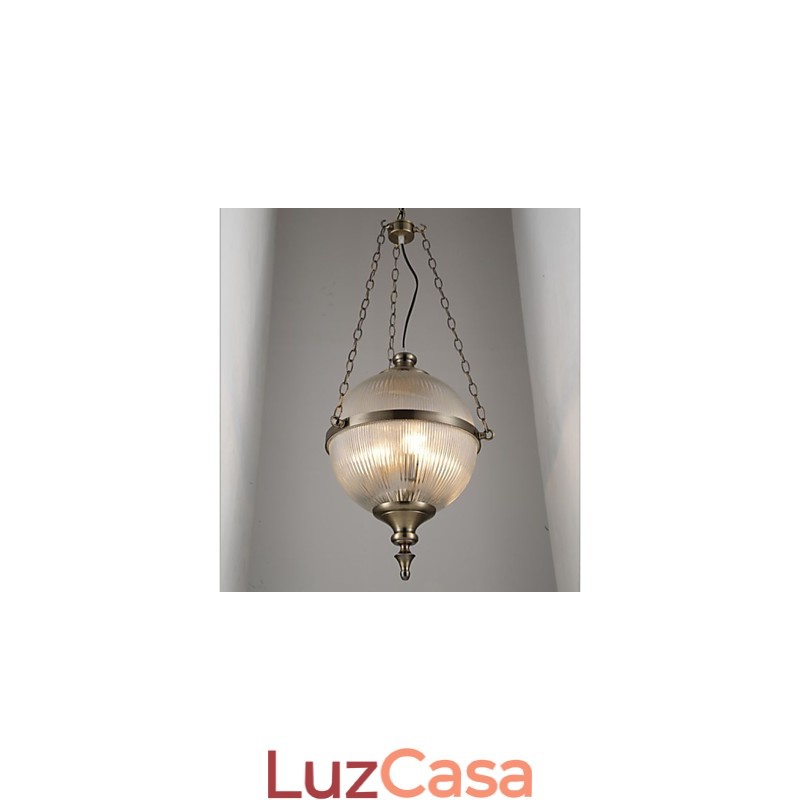 Lustre de Ferro Bronze Lâmpada Vidro